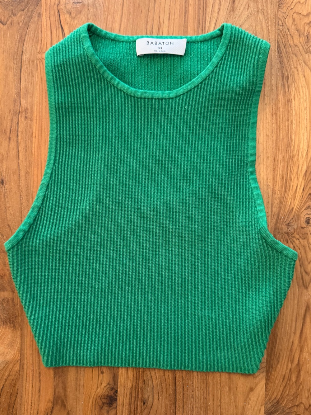 BABATON Ribbed Cropped Racerback Tank Top Women’s XS Green